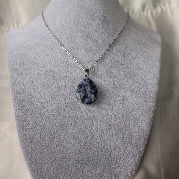 Blue Sodalite Teardrop Pendant Necklace – Natural Stone, Calm & Stylish - Picture 3 of 6